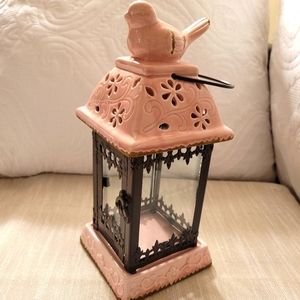 Shabby Chic Distressed Bird Ceramic Candle Holder